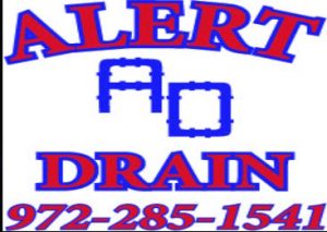 Alert Drain logo with phone number 972-285-1541